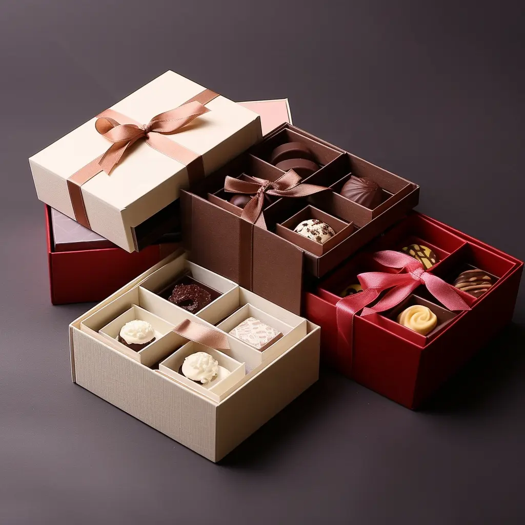 Venta al por mayor magnético rígido Toblerone 8 piezas cajas de chocolate vidrio rosa de lujo papel Kraft comida pastel caja cartón Cupcake caja aceptar