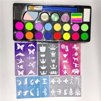 Kit de pochoir de peinture pour le visage non toxique Halloween à base d'eau avec pinceaux professionnels 18 couleurs pour l'art corporel des enfants