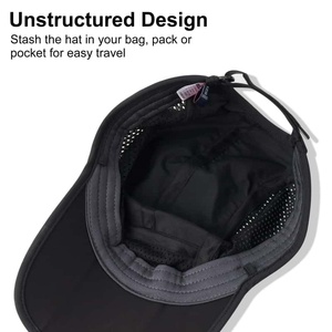 Casquette pliable <span class=keywords><strong>en</strong></span> maille respirante à 5 panneaux, noire, légère, <span class=keywords><strong>en</strong></span> tissu nylon à séchage rapide, style camper - Product Image 2