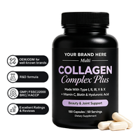 Capsules de complexe multi-collagène types I/II/III/V/X, matière première composée mixte, emballage personnalisé disponible