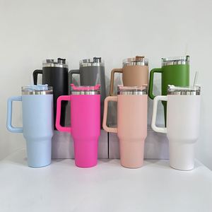 Doubled Walled Stainless Steel White Sublimation and Color <strong>Colated</strong> 40oz Tumbler With Handle - Product Image 3