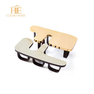 New Light muebles de lujo Combinación de sala de estar Mesa baja de nogal Juegos modernos de mesa de centro de acero inoxidable - Product Image 2