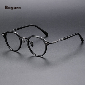 Boyarn Factory Wholesale Hot Sale Pure Tttanium Acetate Eyewear Transparent <strong>Grey</strong> Optical <strong>Frames</strong> Eyeglasses <strong>Frames</strong> for Men - Product Image 4
