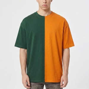 เสื้อยืดคอกลมแขนสั้นผู้ชาย ทรงโอเวอร์ไซส์ ผ้าเจอร์ซีย์คอตตอน 100% สไตล์ลำลอง สีเขียวและสีสนิม รุ่น 2027 - Product Image 4