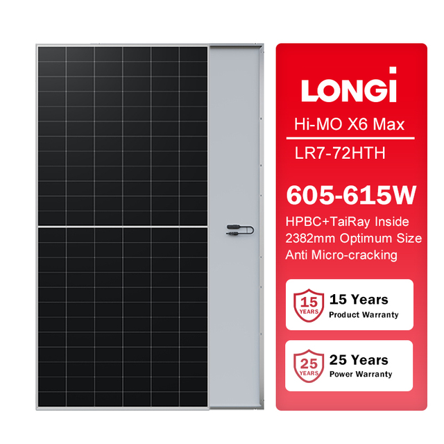 LONGi Solar Panel 615W 620W 625W 635W 640W 645WPower  Bifacial Solar Panel | Tier 1 N-Type PV Module | Factory Direct Price