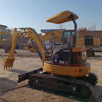Mini-excavatrice CAT 303CR d'occasion prête à l'emploi, excavatrice Caterpillar de 3 tonnes avec cabine ouverte, excavatrice sur chenilles 303CR