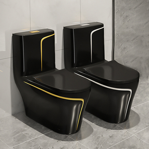 Luxury One Piece Bathroom Ceramic Wc Water Closet Porcelain Gold <strong>Black</strong> Colored <strong>Toilets</strong> Bowl - Product Image 2