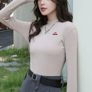 Maglietta Invernale Personalizzata a Collo Alto, Maniche Lunghe con Fodera in Pile, Top da <span class=keywords><strong>Donna</strong></span> Termoisolante - Product Image 2