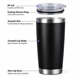 Tasses à café, thé et vin isothermes en acier inoxydable de 20 oz, blanches et colorées, pour le camping, avec couvercle, pour sublimation - Product Image 4