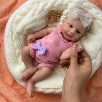 Poupée Reborn Fille Nouveau-né Ultra Douce de 30 CM, Yeux et Bouche Ouverts, Faite à la Main, Peinte, Toucher Réel, Entièrement en Silicone, Articles de Collection