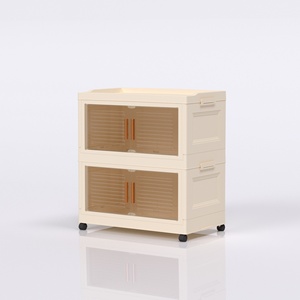 Clear Plastic <strong>Folding</strong> <strong>Drawers</strong> Collapsible <strong>PP</strong> <strong>Storage</strong> Bin Organizer System Space-Saving Chest of <strong>Drawer</strong> for Closet Bedroom Office - Product Image 2