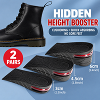 Semelles rehausseuses de hauteur 2 paires 3-9 cm, coussinets de talon amovibles à coussin d'air absorbant les chocs pour hommes et femmes