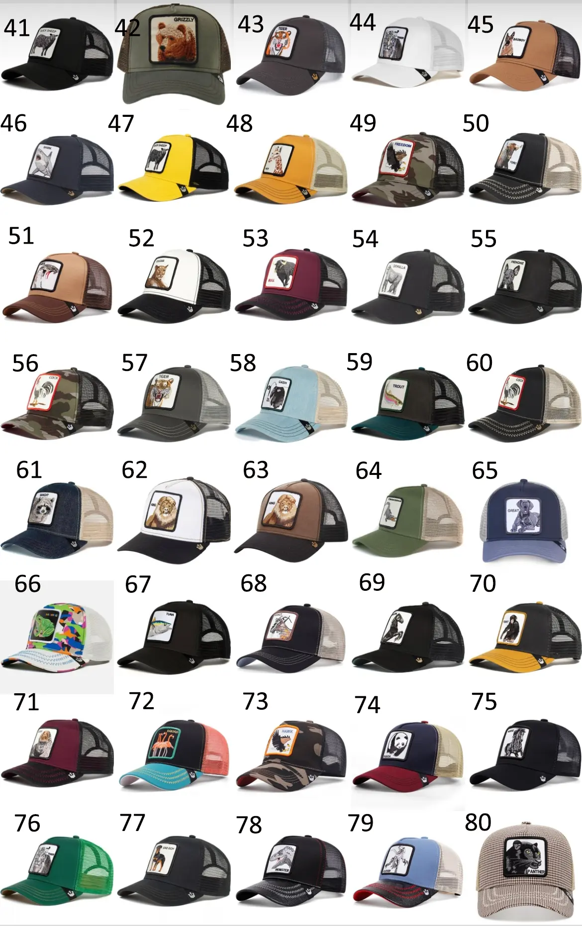 Grosir topi Baseball dengan tambalan bordir hewan Gorras dengan topi jaring topi Trucker Logo kustom