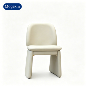 Silla de Comedor Moderna Tapizada Estilo Bloque con Patas Integradas, Silla Lateral sin Brazos en Beige/Negro para Comedor y Cocina - Product Image 6