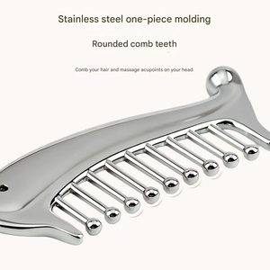 Peine de Acero Inoxidable para Masaje del <span class=keywords><strong>Cuero</strong></span> <span class=keywords><strong>Cabelludo</strong></span>, Herramienta de Terapia de Acupresión Gua Sha para <span class=keywords><strong>el</strong></span> Crecimiento del Cabello, Anticaída, Cuidado Capilar - Product Image 6