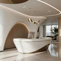 Bureau de réception haut de gamme en fibre de verre Design moderne Meubles commerciaux préférés pour l'utilisation de salon d'hôtel Peinture de cuisson automobile