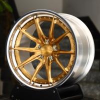 Jantes forgées en deux parties WF de 18, 19, 20 et 22 pouces, 5x110, 5x112, 5x120, finition dorée, lèvre polie, compatibles avec Dodge Charger, Challenger, Camaro, Corvette C6