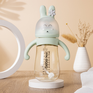 Biberón de PPSU de 300 ml, Libre de BPA, Antiderrames, Anticólicos, con Pajita, Boca Ancha, Diseño Animal, Flujo Rápido, Libre de Ftalatos, para Bebés - Product Image 3