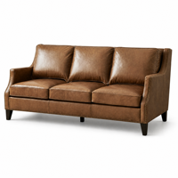 Amerikanisches Minimalistisches Anpassbares Dreisitzer-Sofa aus Echtem Leder Goldbraunes Rindsleder mit Schwammfüllung für Wohnzimmermöbel