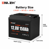 Batterie LiFePO4 à semi-conducteurs Enlzh 12,8 V 150 Ah avec BMS pour bateaux, camping-cars, stockage d'énergie solaire, véhicules électriques - 4 cellules