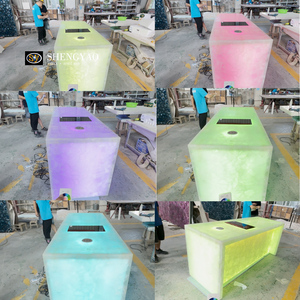 Tùy chỉnh tự nhiên mờ trắng tinh thể rõ ràng thạch anh đá quý nhà bếp đảo Countertop với RGB LED ánh sáng - Product Image 2