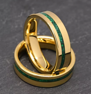 Lezen Om Te Verzenden Niet-Aantast 6Mm Wolfraam <span class=keywords><strong>Ring</strong></span> Voor Vrouwen 18K Geel Verguld <span class=keywords><strong>Ring</strong></span> Inlay Natuurlijke Pauw Steen Meisjes <span class=keywords><strong>Ring</strong></span> - Product Image 2