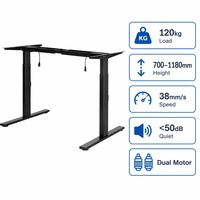 Bureau réglable en hauteur, bureau électrique à double moteur, table assis-debout ergonomique, moderne, durable, bureau d'ordinateur, bureau à domicile