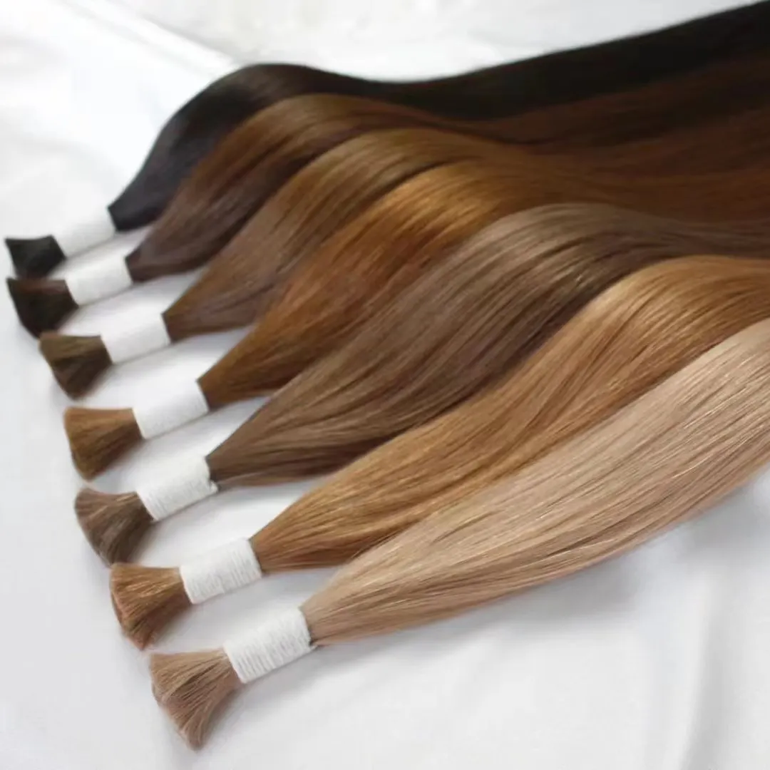 Top Quality European Blonde Hair Extensions Vendor Cabello Humano Unwefted Unprocessed Raw Donor Russian Human Virgin Hair Bulk