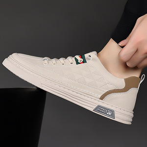 Zapatillas Blancas de Hombre a la Moda, Transpirables, de Cuero, Casuales, para Caminar, Cómodas, con Diseño Antideslizante - Product Image 4