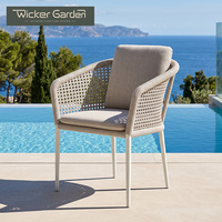 Fauteuil de patio extérieur contemporain en corde tressée avec structure en aluminium et coussins pour jardin, villa, vente en gros aux revendeurs