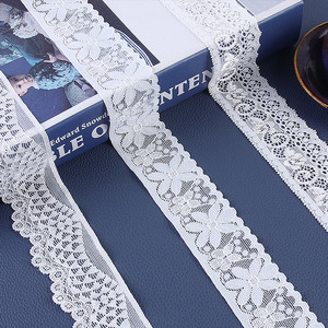Petit ruban de bordure en dentelle blanche élastique en Nylon Spandex ondulé pour collier bande encolure ourlet manchette sous-vêtements soutien-gorge - Product Image 3