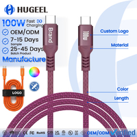 Câble de données USB-C vers USB-C 100W en gros, charge rapide PD, personnalisable, en nylon, pour ordinateur portable, tablette, téléphone – Kit de câbles de charge