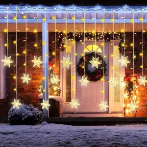 Снежинки занавески светодиодные рождественские оконные светильники водонепроницаемые мерцание украшения для рождественской свадьбы
