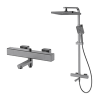 SANIPRO gros montage mural pistolet gris 4 fonctions carré robinet de douche salle de bain thermostatique douche mitigeur