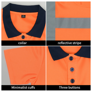 Güvenlik kısa kollu Hi Vis yansıtıcı şeritler ile çalışma t-shirt nefes hızlı kuru floresan çalışma Polo GÖMLEK - Product Image 3