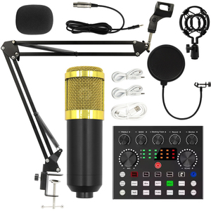 Jingying Karaoke Podcast Grabación Transmisión en vivo Profesional <span class=keywords><strong>PC</strong></span> V8S Juego de tarjetas de sonido, BM800 Mic Studio Micrófono de condensador - Product Image 1