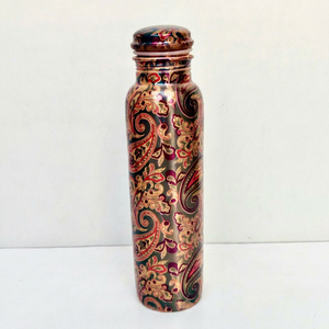Bouteille d'eau en cuivre au design oriental, écologique, portable, pour les voyages, bienfaits ayurvédiques pour la santé, artisanat indien Ali - Product Image 1