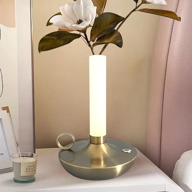 Luxe Bureaulamp Woonkamer Slaapkamer Creatieve Bloemstuk Kan Worden Bewaterd Verhogen Echte Bloemen Oplaadbare Nachtlampje