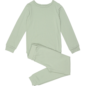 Pigiama da bambina unisex in viscosa di bambù all'ingrosso set pigiama da notte per bambini a maniche lunghe autunno inverno tinta unita - Product Image 4