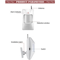 Détecteur de mouvement sans fil 433Mhz capteur d'alarme PIR pour système d'alarme de sécurité GSM/PSTN avec capteur infrarouge