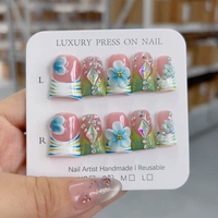 166-170 Faux ongles en forme de bec de canard faits à la main 10 pièces faux ongles en acrylique réutilisables pour enfants modèle carré artificiel