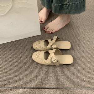 Zuecos Mary Jane con Hebilla, Punta Redonda, Cuero PU, Entresuela Transpirable de EVA, Suela de Goma, para Todas las Temporadas, Mules para Mujer - Product Image 3