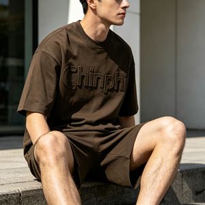 เสื้อยืดผู้ชายเนื้อหนัก 350gsm ผ้าฝ้ายถักนุ่ม 100% ทรงหลวม พิมพ์ลายนูน คอกลม - Product Image 5