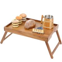 Plateau de lit pliable en bois d'acacia 2026 avec pieds pour le petit-déjeuner des enfants, idéal pour le camping