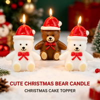 Bougies d'anniversaire et du Nouvel An en forme d'ours, très populaires, bougies décoratives pour fêtes de Noël, cadeau d'anniversaire pour gâteau