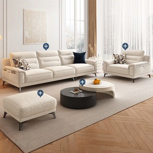 2026 New Italian Minimalist Cotton Linen <b>Sofa</b> Set Modern Cream Style Fabric Couch <b>for</b> Living Room Home Decor - Product Image 2