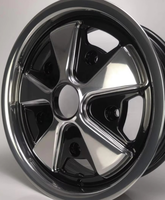 Jantes en alliage d'aluminium forgé classiques à 5 branches, noir brillant avec lèvre polie usinée, 15-18 pouces, compatibles avec les voitures classiques Beetle Mini