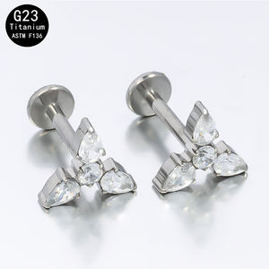 Ruiqian Sieraden Draag Scherpe Nagels op de Feestjes Hoge Kwaliteit F136 Puur Titanium Oorbellen Binnengewinde Zirkoon <span class=keywords><strong>Piercing</strong></span> Sieraden - Product Image 3