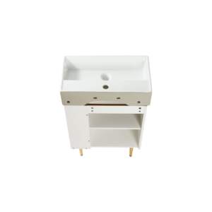 Lavabo DB blanco brillante de 21,6 \ ", fregadero de piedra moderno de 24V06PB21 para comedor, Hotel, baño, hogar, Villa, montaje de grifo de un solo orificio pulido - Product Image 6
