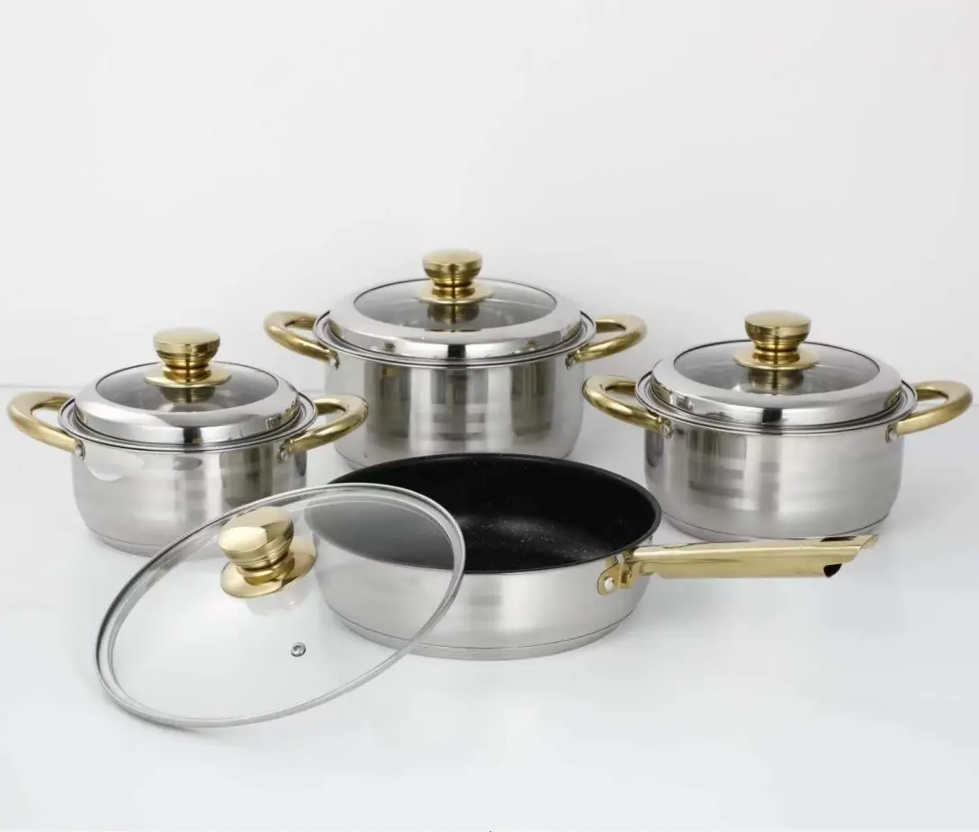 High quality luxury kitchen ware non stick cookware set cooking stainless steel pots and pans